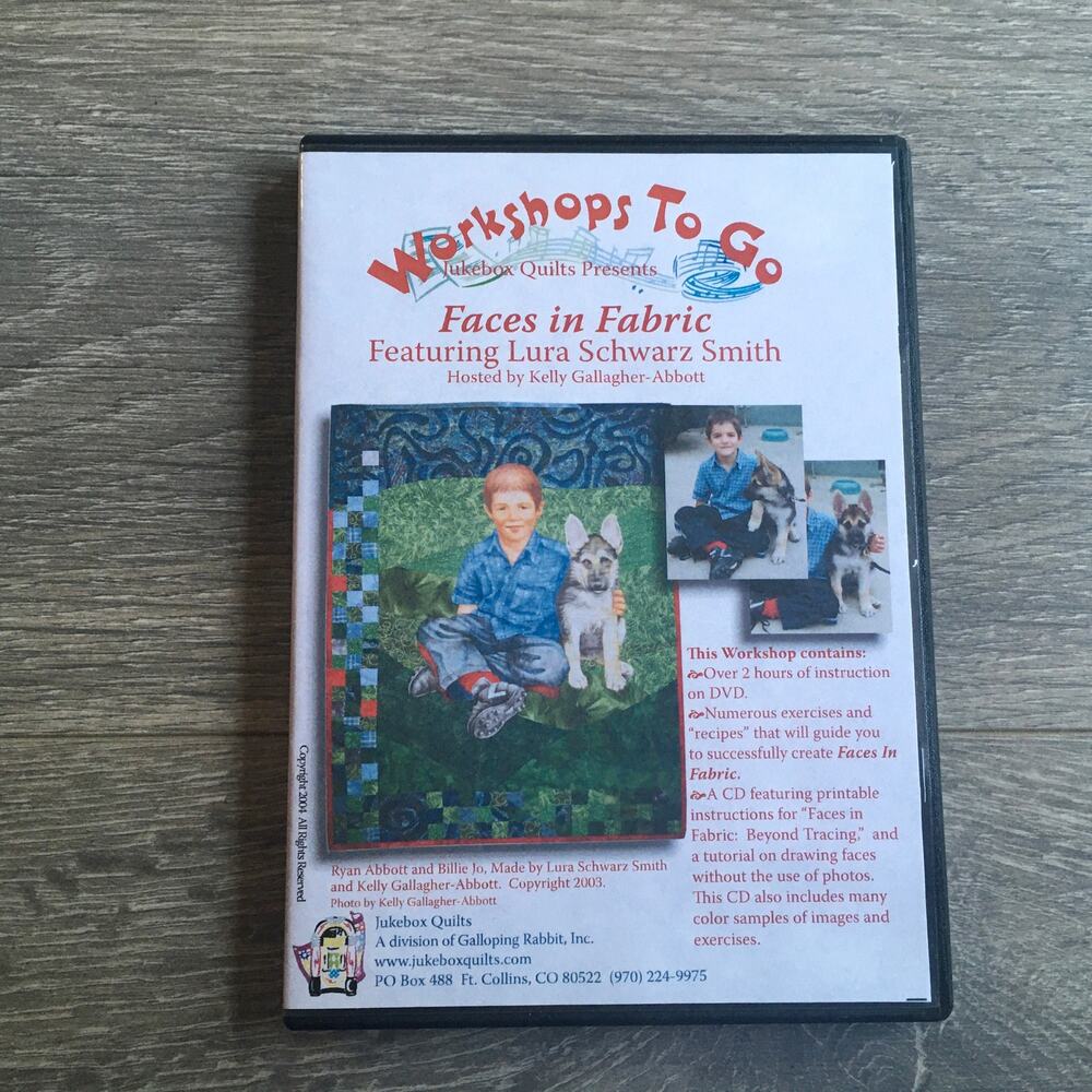 Workshop To Go Faces in Fabric DVD CD Lura Schwarz Smith Quilt Portrait Tutorial